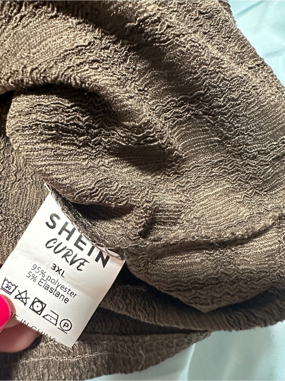 SHEIN Brown Short-Sleeve Textured Waffle Knit Top - Picture 6 of 6